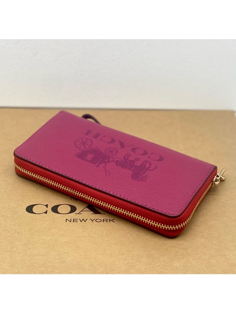 COACH Long Zip Around Wallet With Horse And Carriage Bright Violet Multi Color - Picture 8 of 10